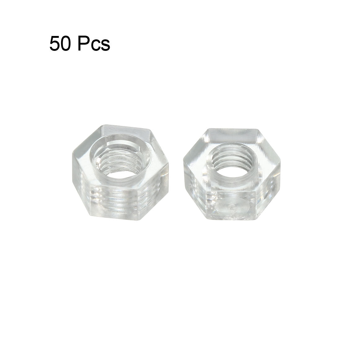 uxcell Uxcell Hex Nut, Metric Acrylic M3x0.5mm Thread Hexagon Nuts Clear 50pcs