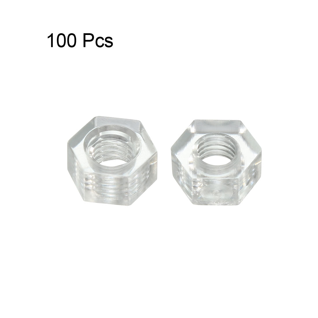 uxcell Uxcell Hex Nut, Metric Acrylic M3x0.5mm Thread Hexagon Nuts Clear 100pcs