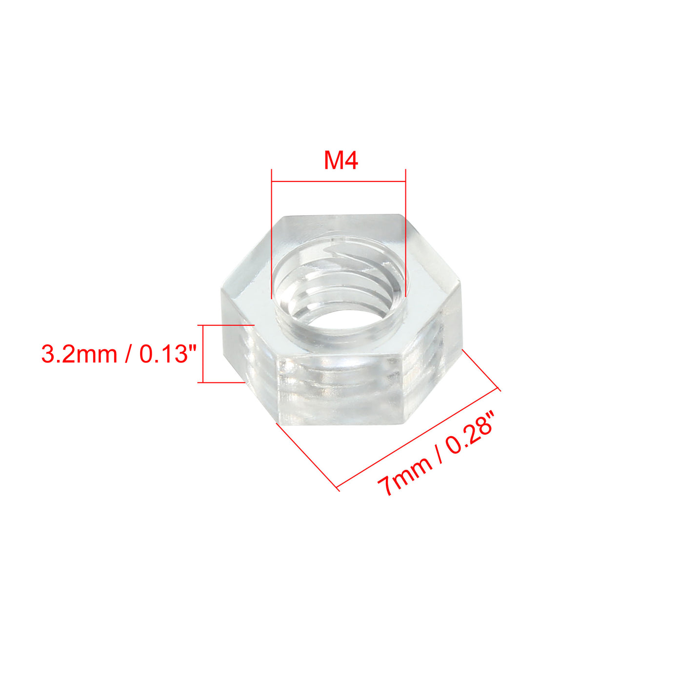 uxcell Uxcell Hex Nut, Metric Acrylic M4x0.7mm Thread Hexagon Nuts  Clear 50pcs