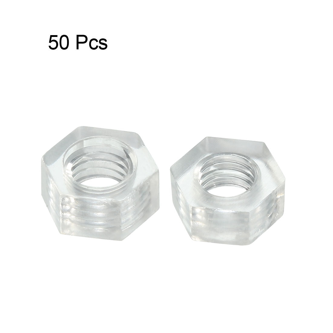 uxcell Uxcell Hex Nut, Metric Acrylic M5x0.8mm Thread Hexagon Nuts Clear 50pcs