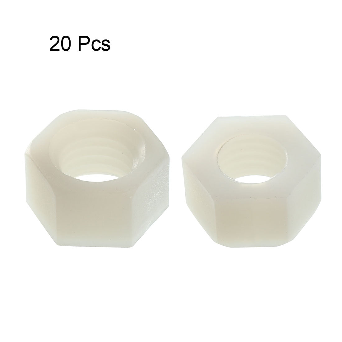 uxcell Uxcell Hex Nut, Metric Nylon M10x1.25mm Thread Hexagon Nuts White 20pcs