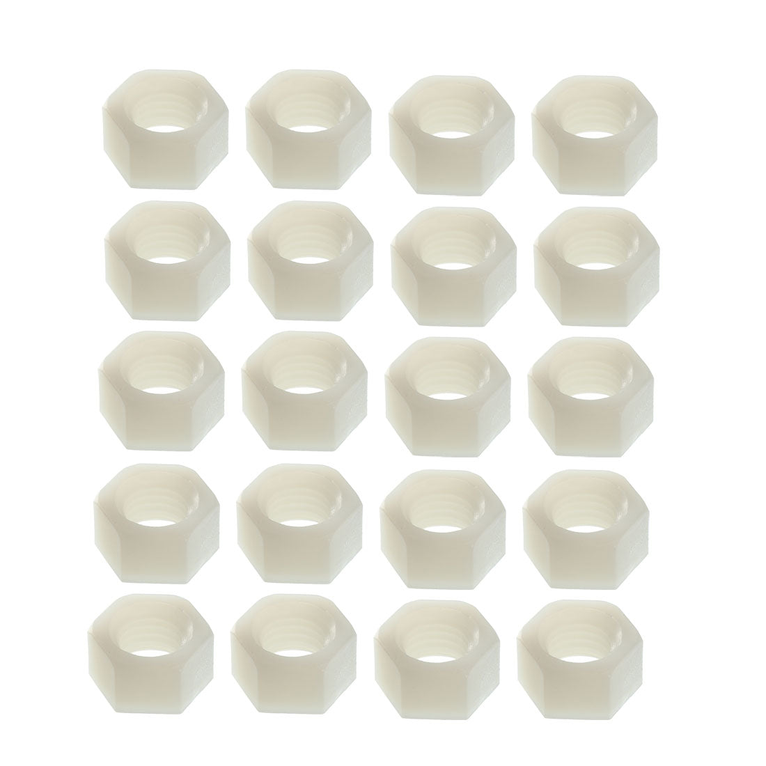 uxcell Uxcell Hex Nut, Metric Nylon M10x1.25mm Thread Hexagon Nuts White 20pcs