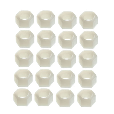 Harfington Uxcell Hex Nut, Metric Nylon M10x1.25mm Thread Hexagon Nuts White 20pcs