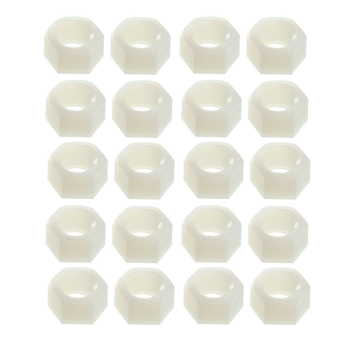 uxcell Uxcell Hex Nut, Metric Nylon M12x1.5mm Thread Hexagon Nuts White 20pcs
