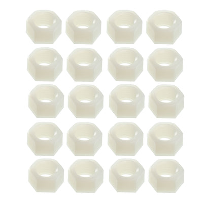 Harfington Uxcell Hex Nut, Metric Nylon M12x1.5mm Thread Hexagon Nuts White 20pcs