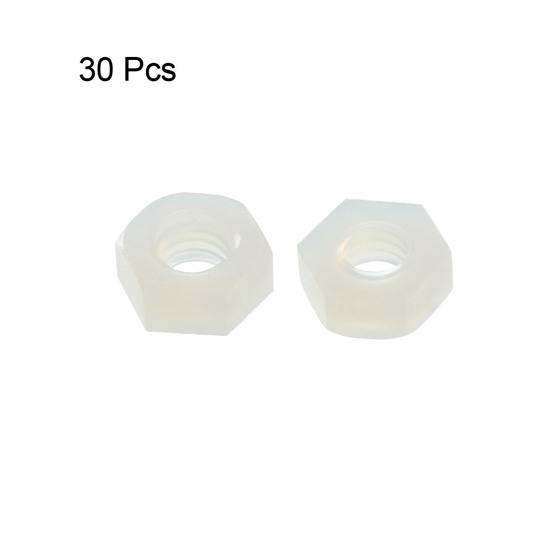 uxcell Uxcell Hex Nut, Nylon M4x0.7mm Thread Hexagon Nuts  White 30pcs