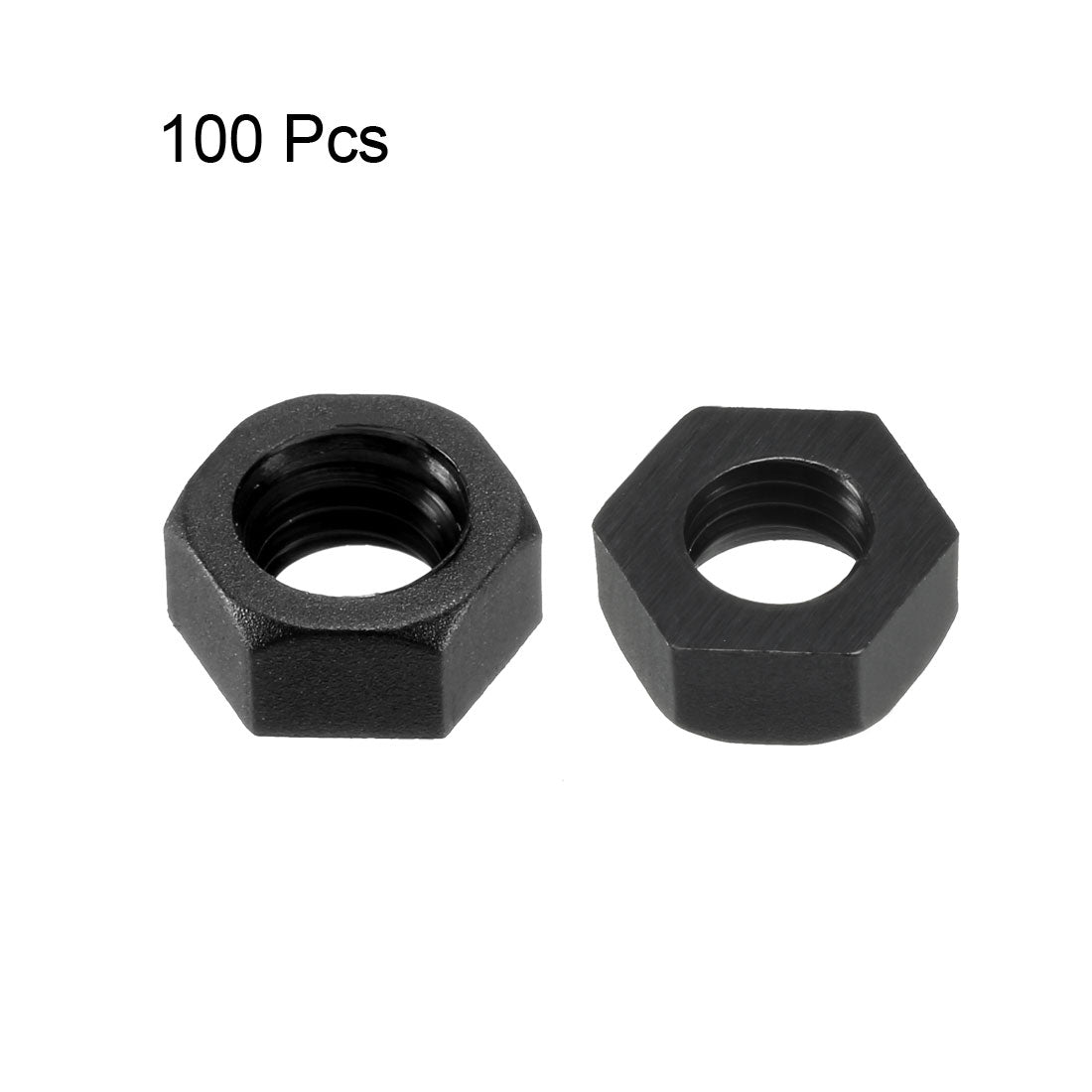 uxcell Uxcell Hex Nut, Metric Nylon M5x0.8mm Thread Hexagon Nuts Black 100pcs