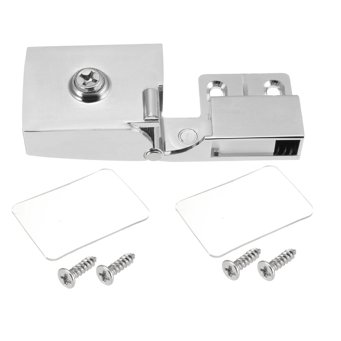 uxcell Uxcell 3-5mm Thickness Wall Mounted Glass Door Hinges Clamps Silver Tone 1 Pair