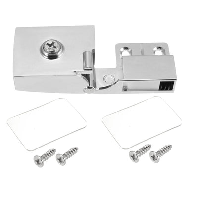 Harfington Uxcell 3-5mm Thickness Wall Mounted Glass Door Hinges Clamps Silver Tone 1 Pair