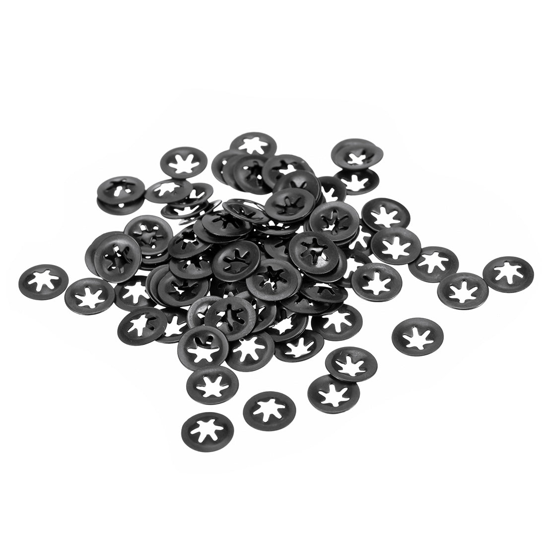 Uxcell Uxcell M3 Internal Tooth Star Locking Washer 2.5mm I.D. 9mm O.D. Lock Washers Push On Locking Speed Clip, 65Mn Black Oxide Finish 100pcs