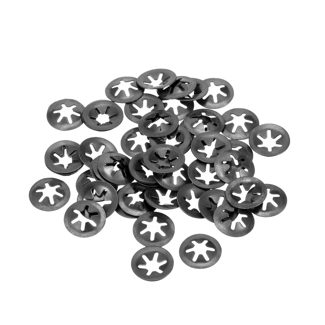 Uxcell Uxcell M4 Internal Tooth Star Locking Washer 3.5mm I.D. 12mm O.D. Lock Washers Push On Locking Speed Clip, 65Mn Black Oxide Finish 50pcs