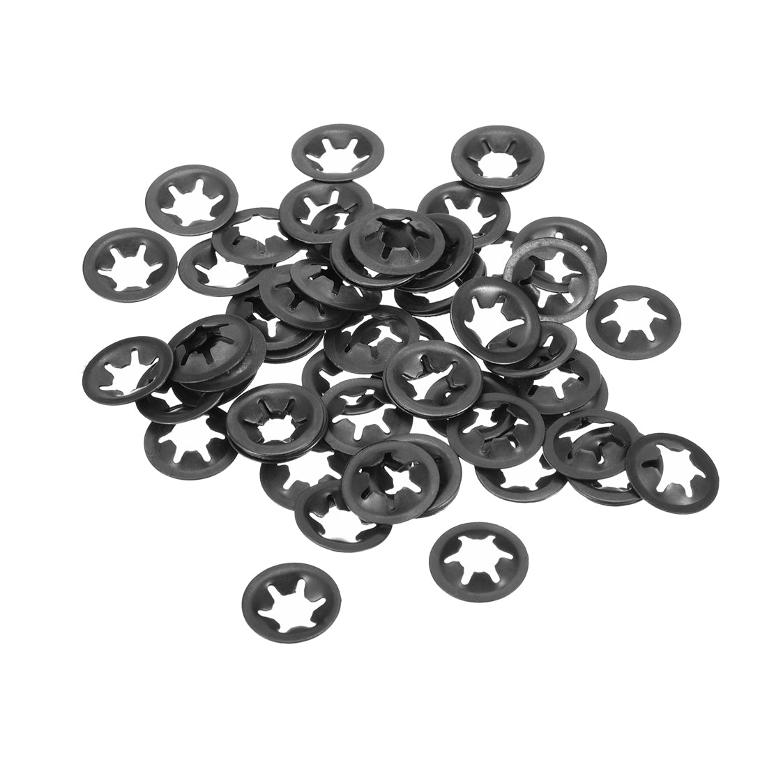 Uxcell Uxcell M10 Internal Tooth Star Locking Washer 9.2mm I.D. 20mm O.D. Lock Washers Push On Locking Speed Clip, 65Mn Black Oxide Finish 60pcs