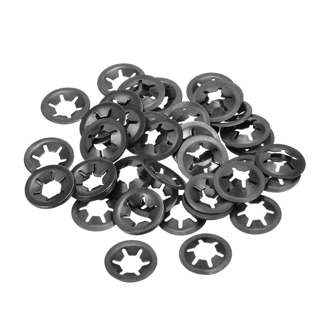 Uxcell Uxcell M10 Internal Tooth Star Locking Washer 9.2mm I.D. 20mm O.D. Lock Washers Push On Locking Speed Clip, 65Mn Black Oxide Finish 60pcs