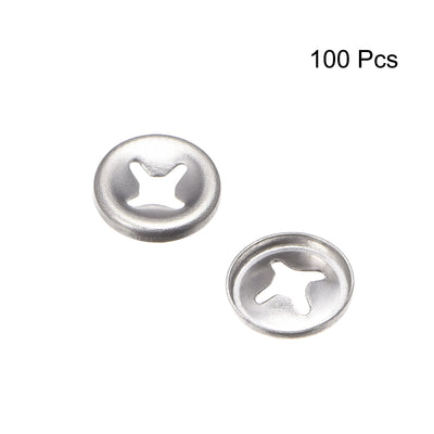 Harfington Uxcell M3 Internal Tooth Star Locking Washer 2.5mm I.D. 10mm O.D. Lock Washers Push On Locking Speed Clip, 304 Stainless Steel 100pcs