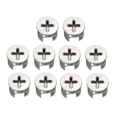 Harfington Uxcell 15mm Dia Furniture Connecting Cam Lock Fittings Nut Zinc Alloy Silver Tone 10pcs