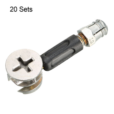 Harfington Uxcell 20 Sets Furniture Connecting 15mm OD Cam Fitting w Dowel Bolts Pre-inserted Nut