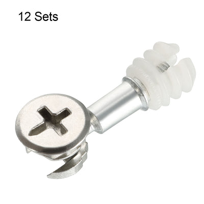 Harfington Uxcell 12 Sets Furniture Connecting 13mm OD Cam Fitting with Dowel Pre-inserted Nut