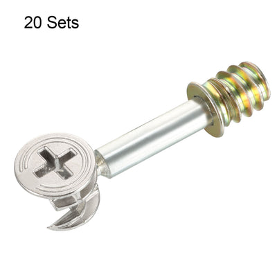 Harfington Uxcell 20 Sets Furniture Connecting 15mm OD Cam Self-tapping Fitting with Dowel Nut