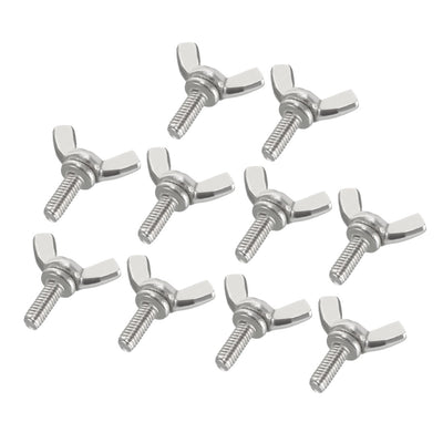 Harfington Uxcell Wingbolt Butterfly Wing Thumb Hand Screws Bolts M4x10mm 0.7mm Pitch Carbon Steel 10pcs