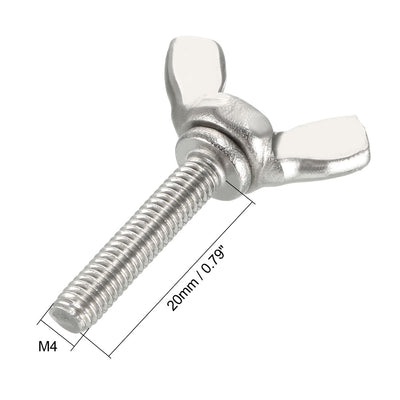 Harfington Uxcell Wingbolt Butterfly Wing Thumb Hand Screws Bolts M4x20mm 0.7mm Pitch Carbon Steel 20pcs