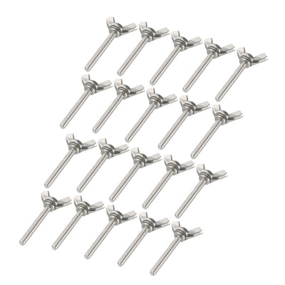 Harfington Uxcell Wingbolt Butterfly Wing Thumb Hand Screws Bolts M4x30mm 0.7mm Pitch Carbon Steel 20pcs