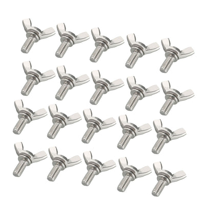 Harfington Uxcell Wingbolt Butterfly Wing Thumb Hand Screws Bolts M6x12mm 1mm Pitch Carbon Steel 20pcs