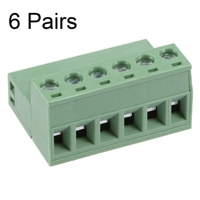 Harfington Uxcell 6 Pairs 5.08mm Pitch 6Pin Pluggable Terminal Block Connector Male and Female for PCB