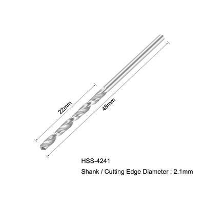 Harfington Uxcell 2.1mm Twist Drill High Speed Steel Bit HSS-4241 10pcs
