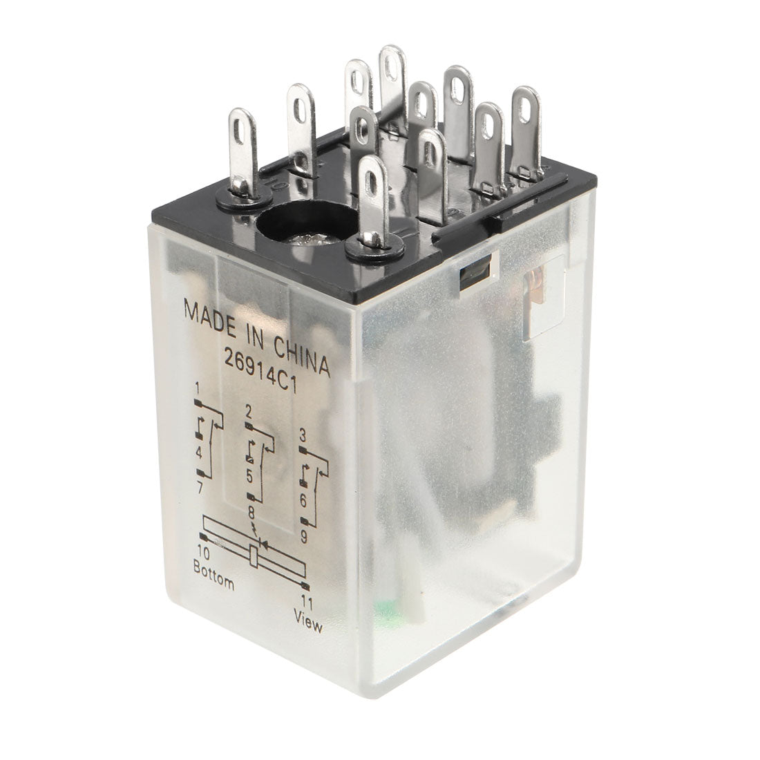 uxcell Uxcell DC48V Coil Green Indicator Light 11 Pin 3P3T Electromagnetic General Purpose Power Relay + Socket Base