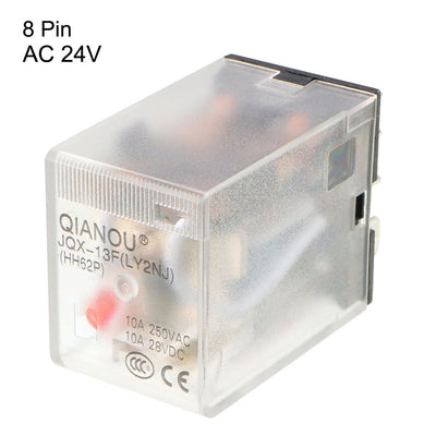 Harfington Uxcell AC 24V Coil Red Indicator Light 8 Pin DPDT Electromagnetic General Purpose Power Relay JQX-13F