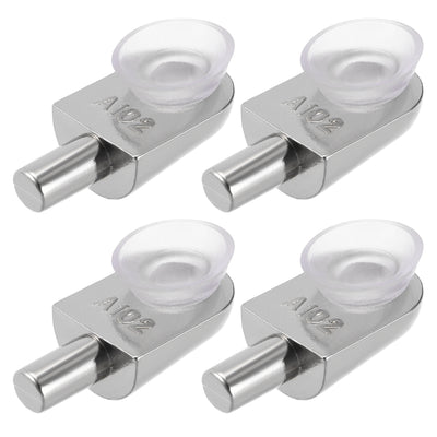 Harfington Uxcell Shelf Support Pegs Glass Clamp Bracket Zinc Alloy Nail with Suction Cup , 4pcs