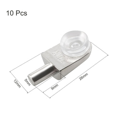 Harfington Uxcell Shelf Support Pegs Glass Clamp Bracket Zinc Alloy Nail with Suction Cup , 10pcs