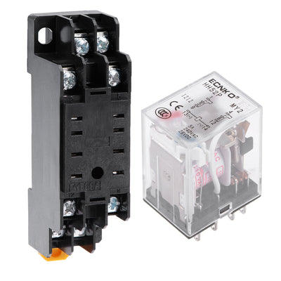 Harfington Uxcell HH52P AC 110V Coil DPDT 8 Pins Electromagnetic Power Relay Red LED with socket