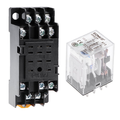 Harfington Uxcell HH53P DC 110V Coil 3P3T 11 Pin Electromagnetic Power Relay Green LED with socket