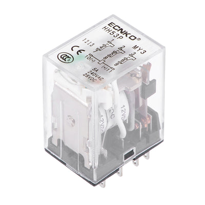 Harfington Uxcell HH53P DC 12V Coil 3P3T 11 Pins Electromagnetic Power Relay Green LED