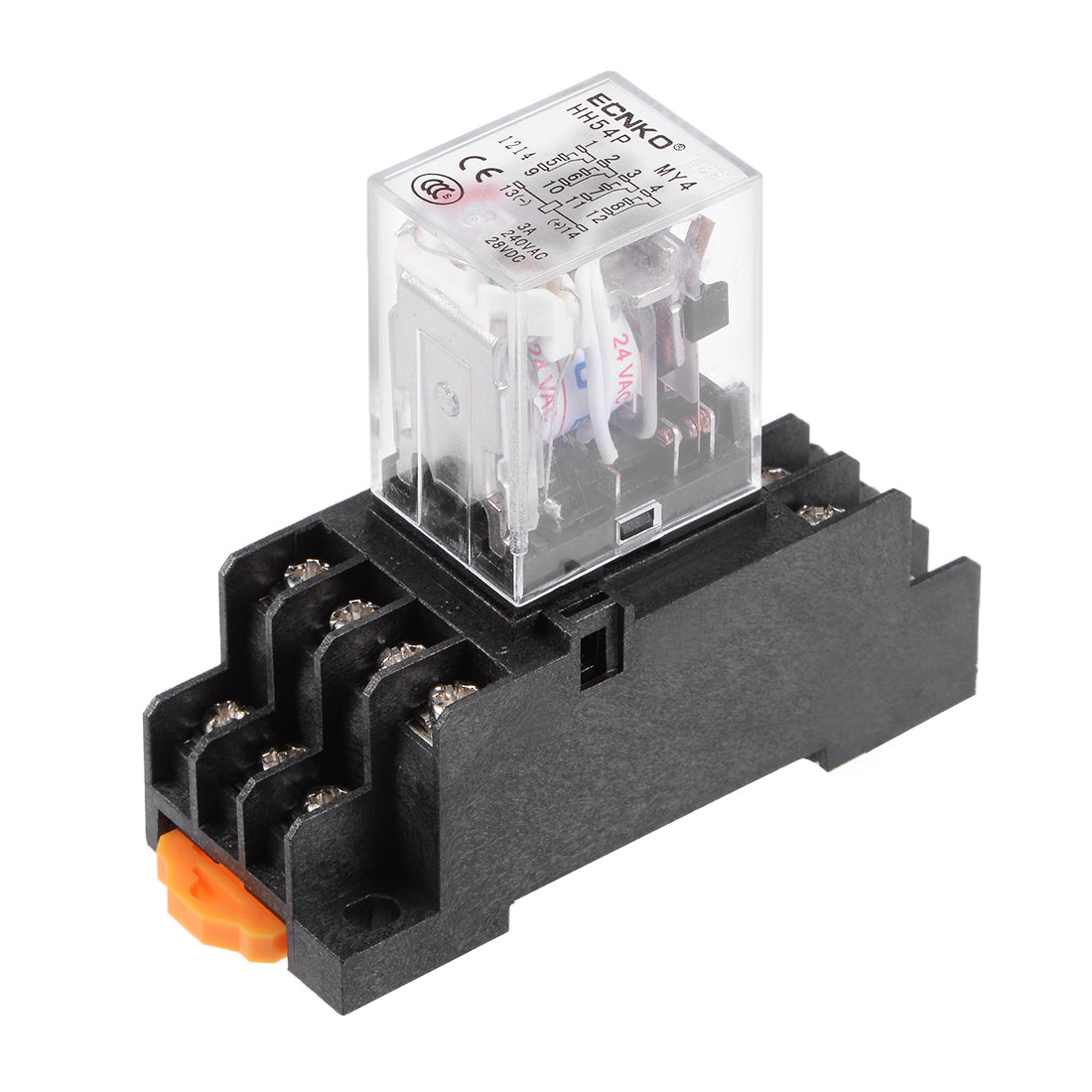 uxcell Uxcell HH54P AC 24V Coil 4P4T 14 Pins Electromagnetic Power Relay Red LED with socket