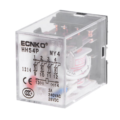 Harfington Uxcell HH54P AC 110V Coil 4P4T 14 Pins Electromagnetic Power Relay Red LED with socket