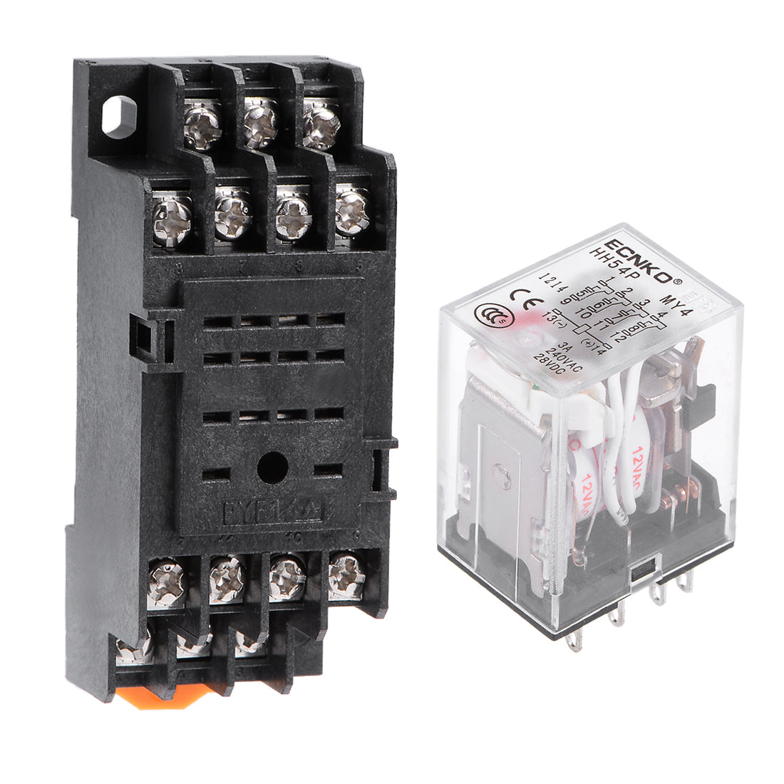 uxcell Uxcell HH54P AC 12V Coil DPDT 14 Pins Red Light Electromagnetic Power Relay + socket
