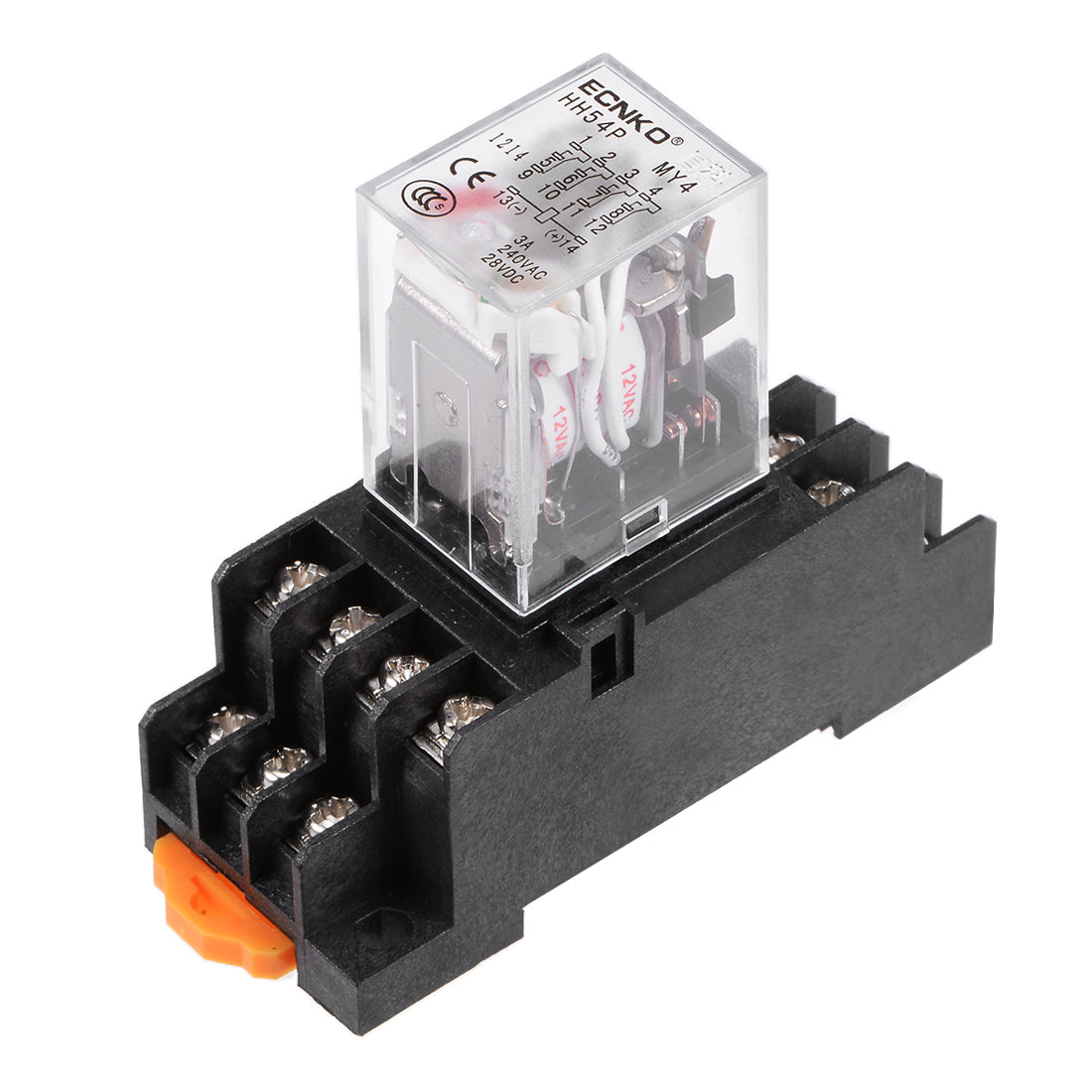uxcell Uxcell HH54P AC 12V Coil DPDT 14 Pins Red Light Electromagnetic Power Relay + socket