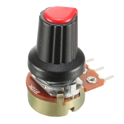 Harfington Uxcell 5Pcs 10K Ohm Variable Resistors Single Turn Rotary Carbon Film Taper Potentiometer with Knobs