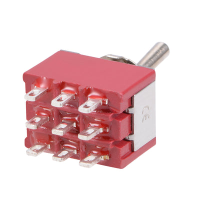Harfington Uxcell 2Pcs Latching Rocker Toggle Switch 2A250VAC/5A120VAC 9P ON-ON  MTS-302 Red
