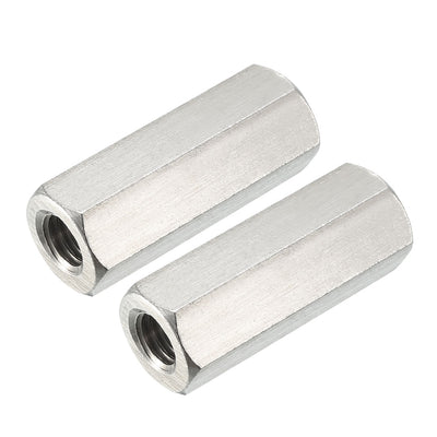 Harfington Uxcell M10 X 1.5-Pitch 45mm Length 304 Stainless Steel Metric Hex Coupling Nut, 2-Pack