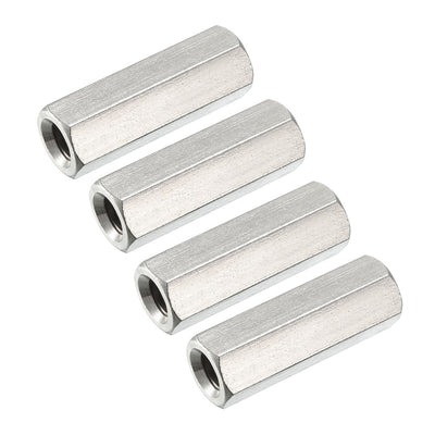Harfington Uxcell M6 x 1-Pitch 30mm Length 304 Stainless Steel Metric Hex Coupling Nut, 4Pcs