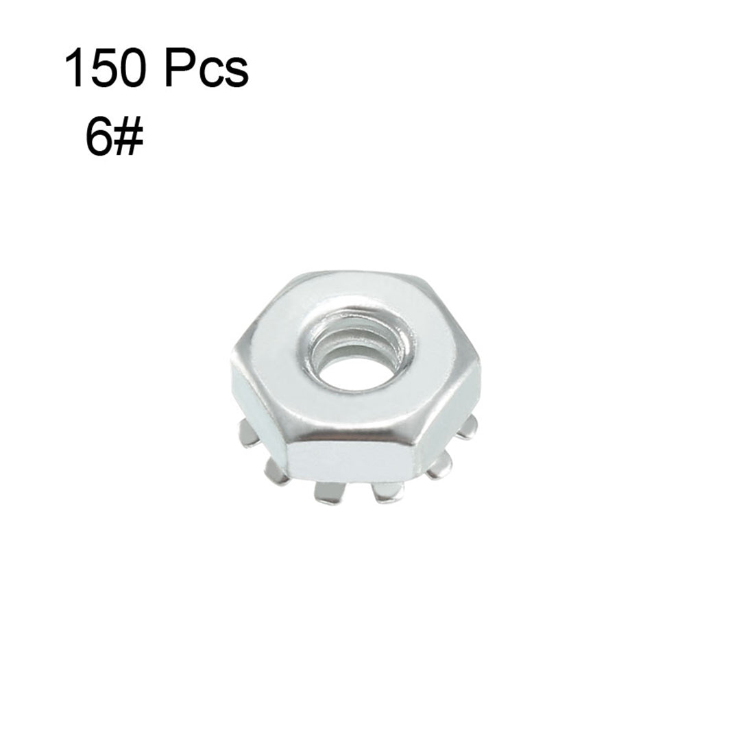 uxcell Uxcell 6#-32 Carbon Steel Female Thread Kep Hex Head Lock Nut 150pcs