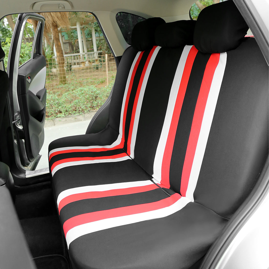 uxcell Uxcell Universal Front Back Seat Cover Cushion Mat Protector for Car SUV Truck Black Red White Polyester Mesh 8pcs