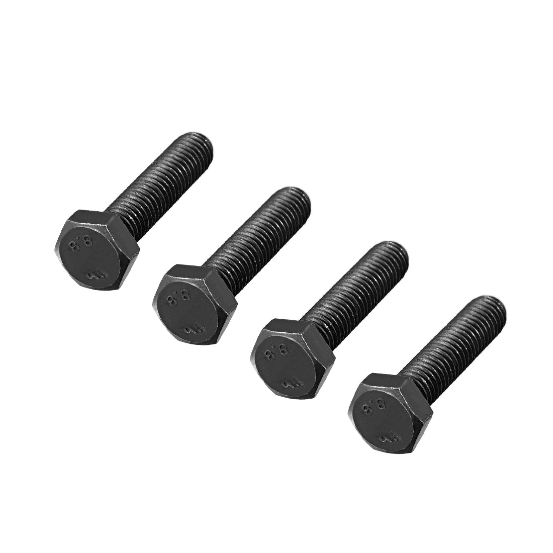 uxcell Uxcell M8x35mm Hex Head Left Hand Screw Bolts Fastener Carbon Steel Black 4pcs