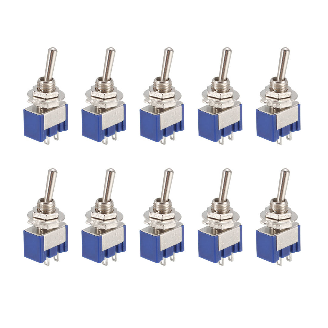 uxcell Uxcell 10 Pcs 125VAC 6A  On/off 2 Position Terminal SPST Latching Mini Toggle Switch Bule