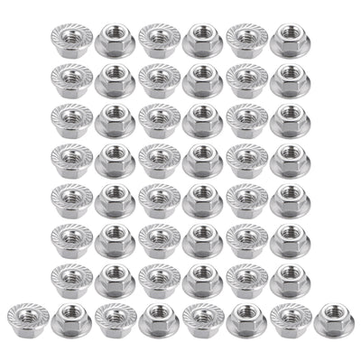 Harfington Uxcell M6 Serrated Flange Hex Lock Nuts, 201 Stainless Steel, 50 Pcs