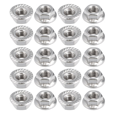 Harfington Uxcell M8 Serrated Flange Hex Lock Nuts, 201 Stainless Steel, 20 Pcs