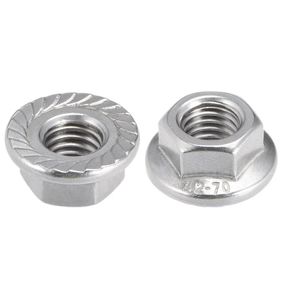 Harfington Uxcell M10 Serrated Flange Hex Lock Nuts, 304 Stainless Steel, 2 Pcs